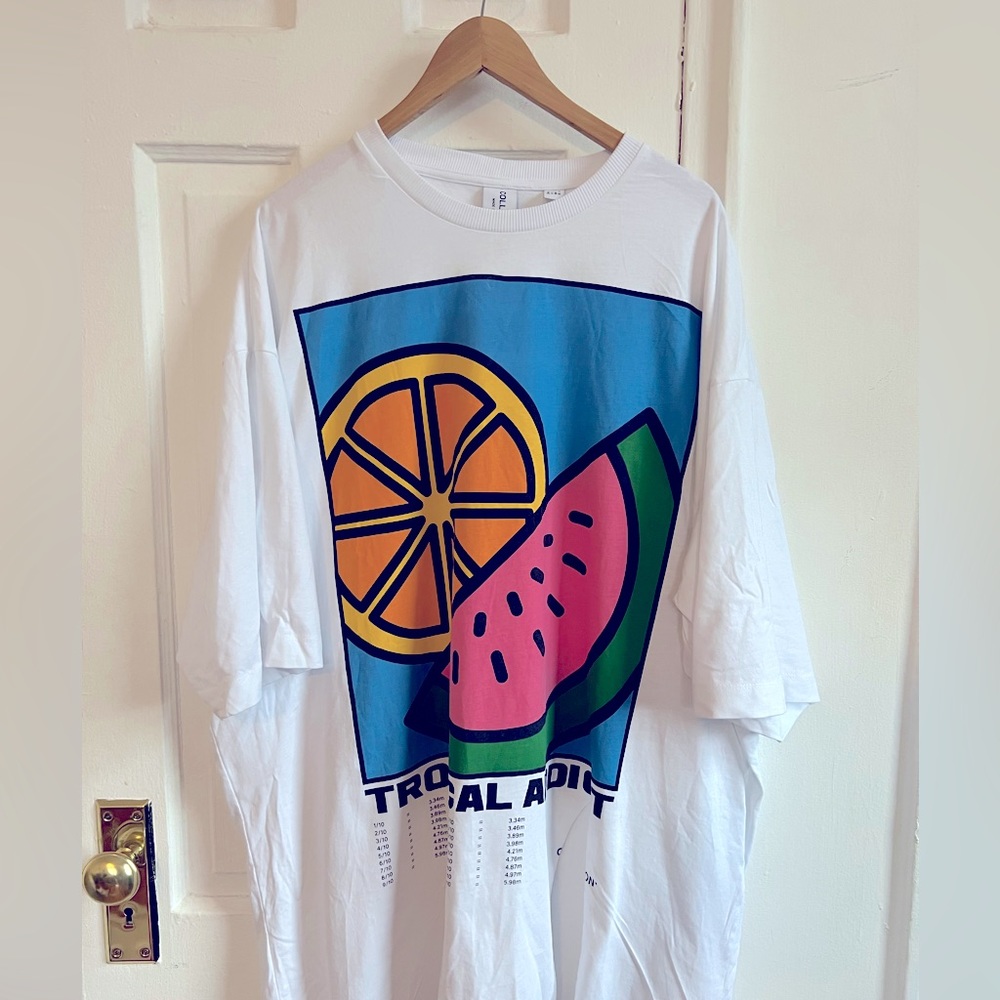 Collusion fruit print oversized T-shirt dress size 14
